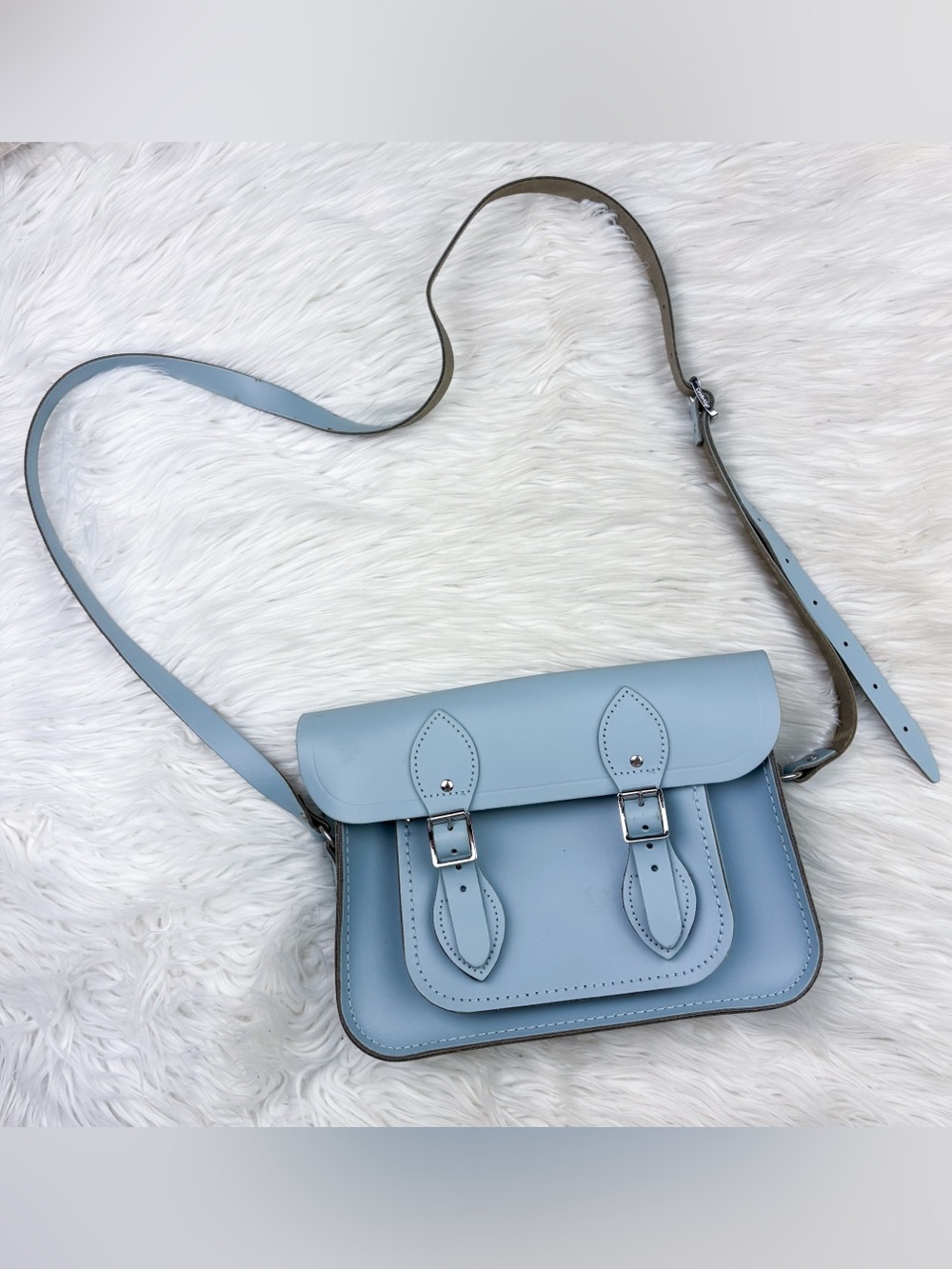 The Cambridge Satchel Company 11" Classic Light Blue Leather Crossbody Bag Purse